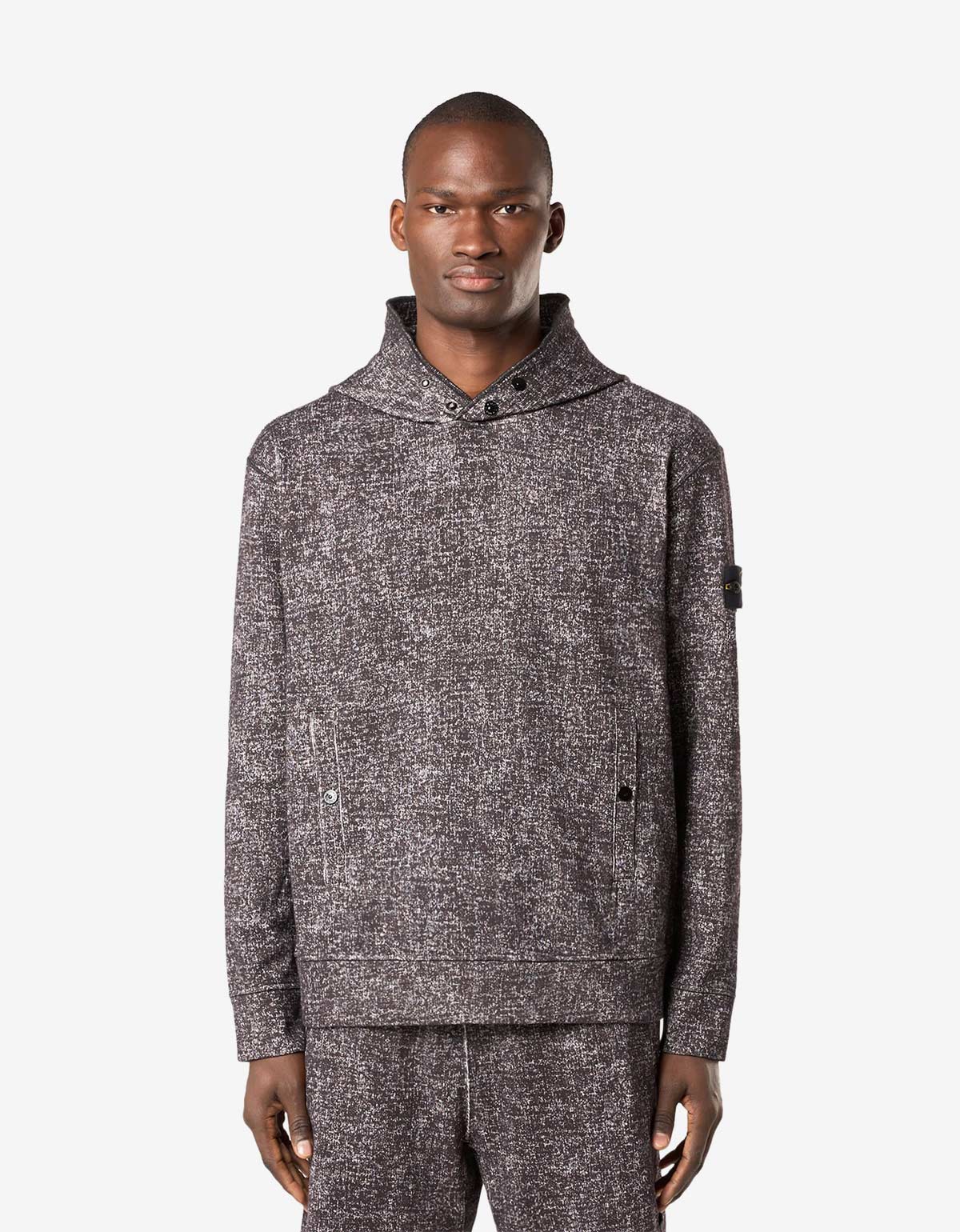 Stone Island Burgundy Melange Print Hoodie