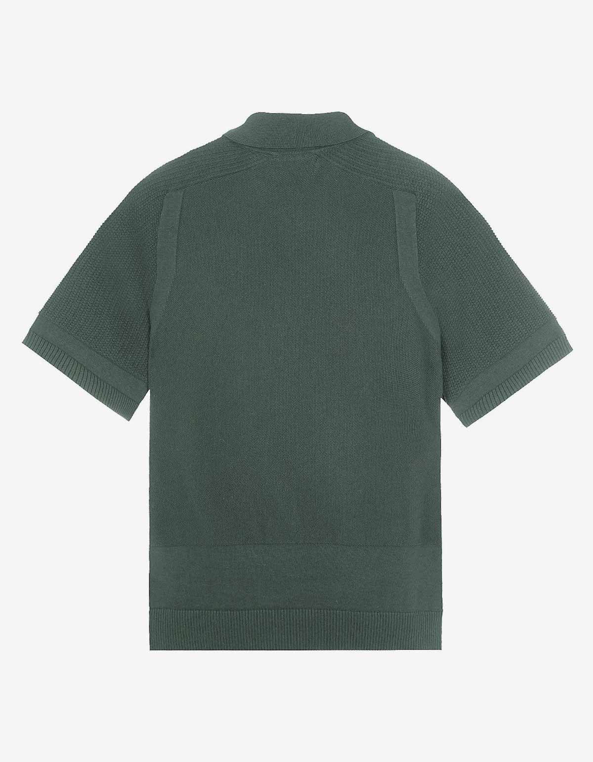 Stone Island Green Compass Logo Knitted Polo T-Shirt