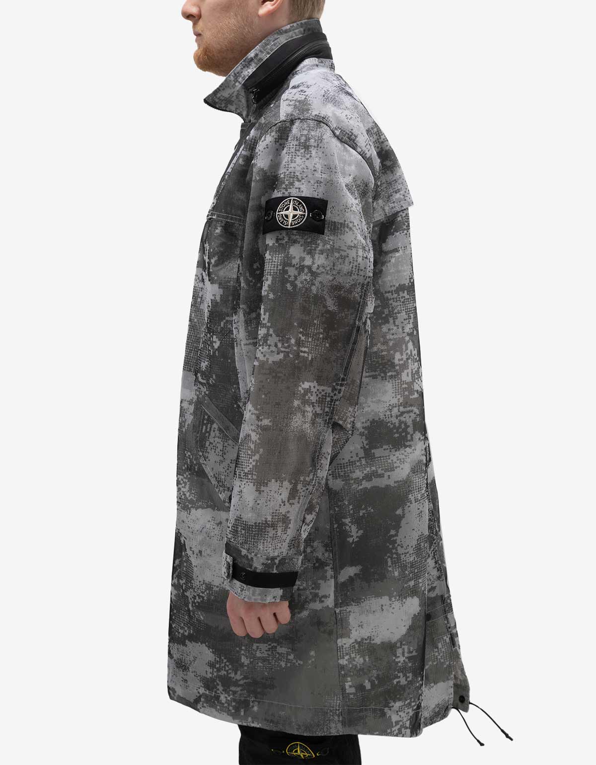 Stone Island Stone Island Grey Camo Mesh Reflective Nylon Coat