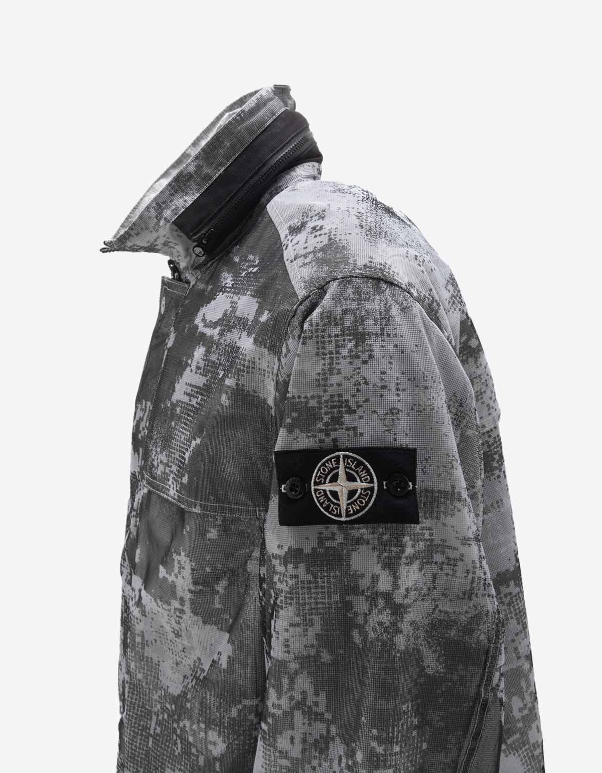 Stone Island Stone Island Grey Camo Mesh Reflective Nylon Coat