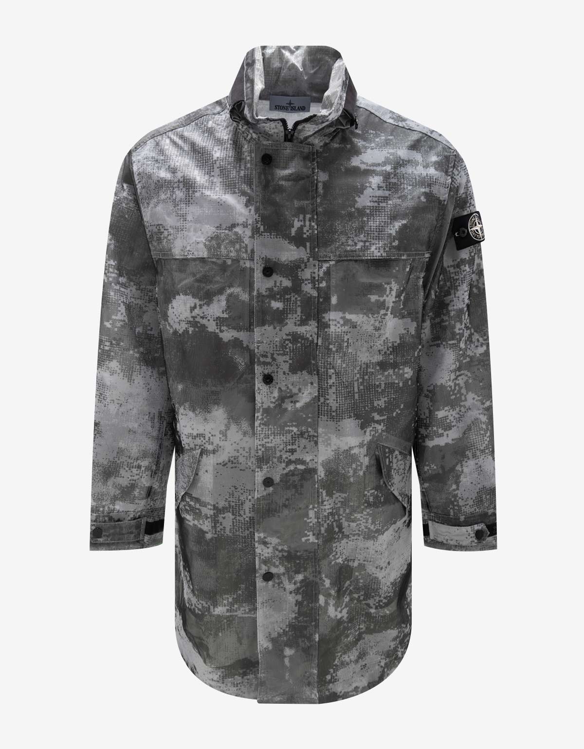 Stone Island Stone Island Grey Camo Mesh Reflective Nylon Coat