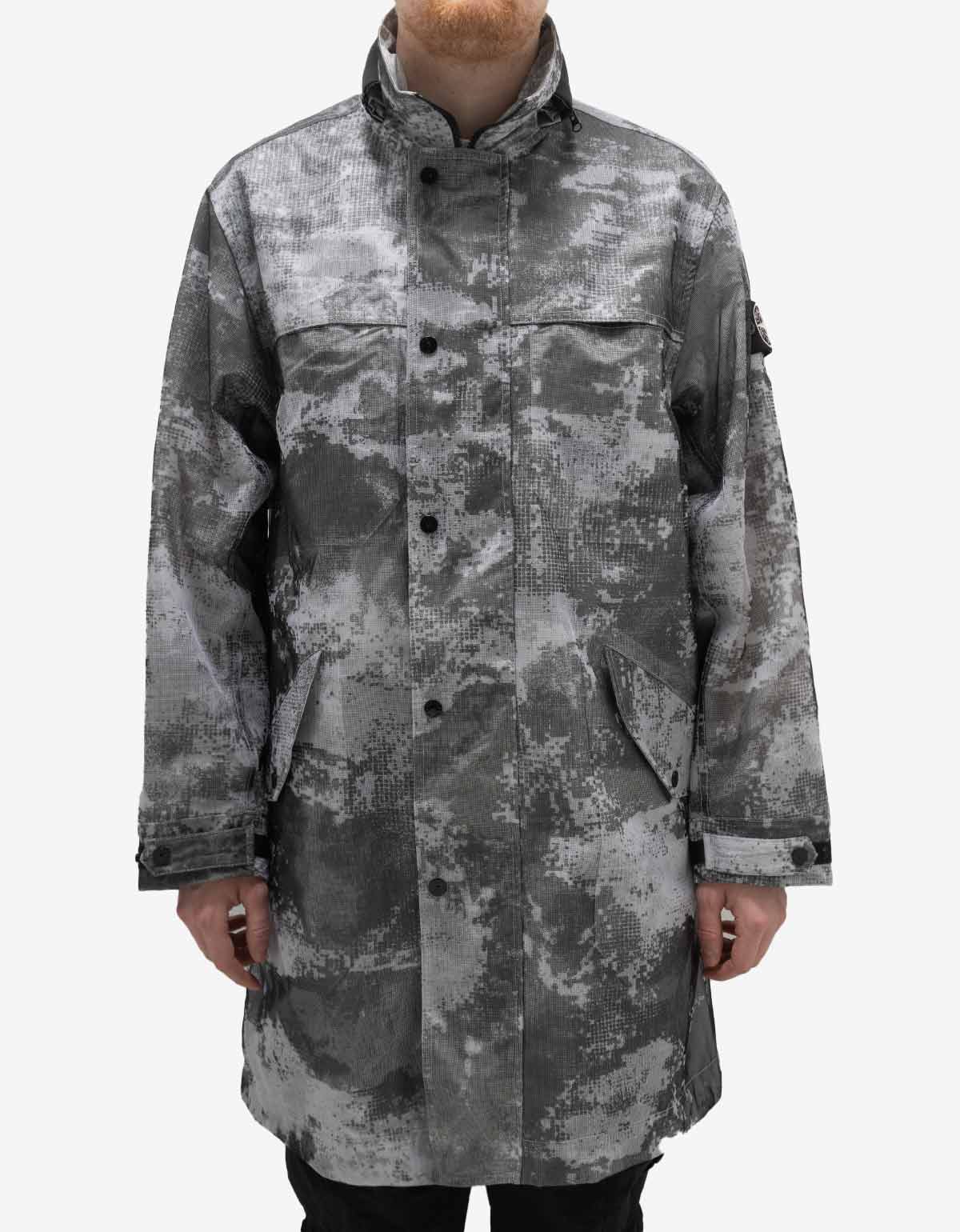 Stone Island Stone Island Grey Camo Mesh Reflective Nylon Coat