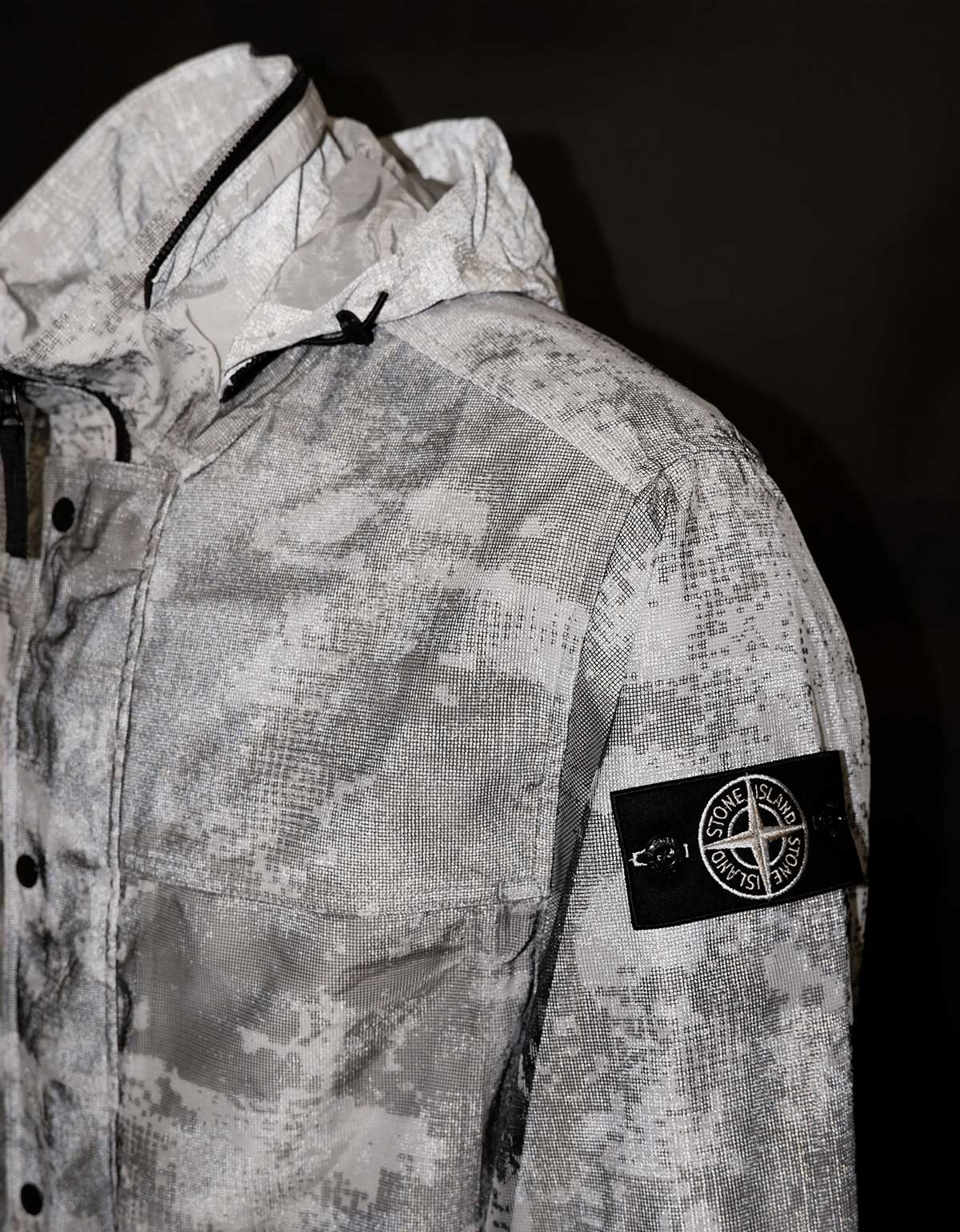 Stone Island Stone Island Grey Camo Mesh Reflective Nylon Coat