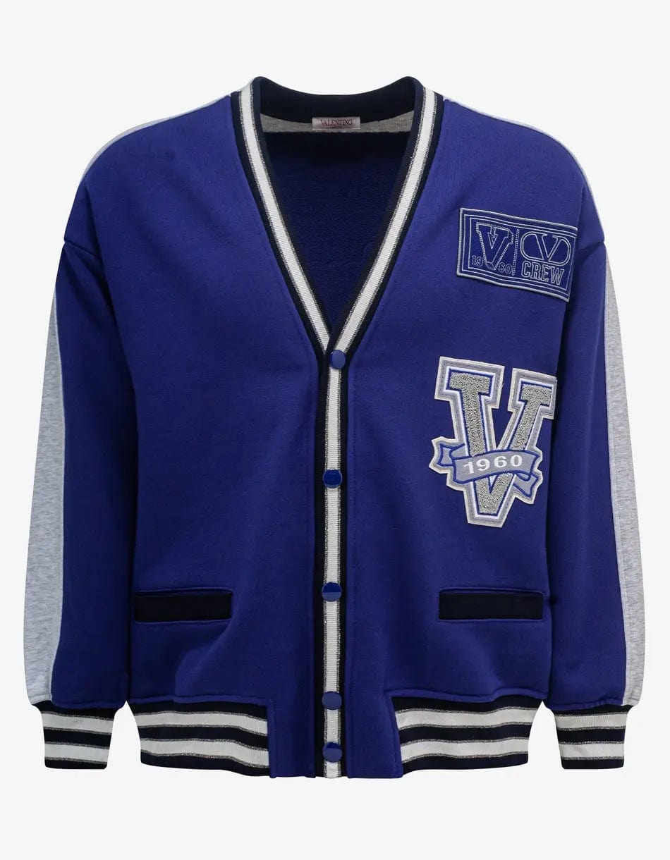 Valentino Blue V Crew Patches Cardigan – mens designer fashion