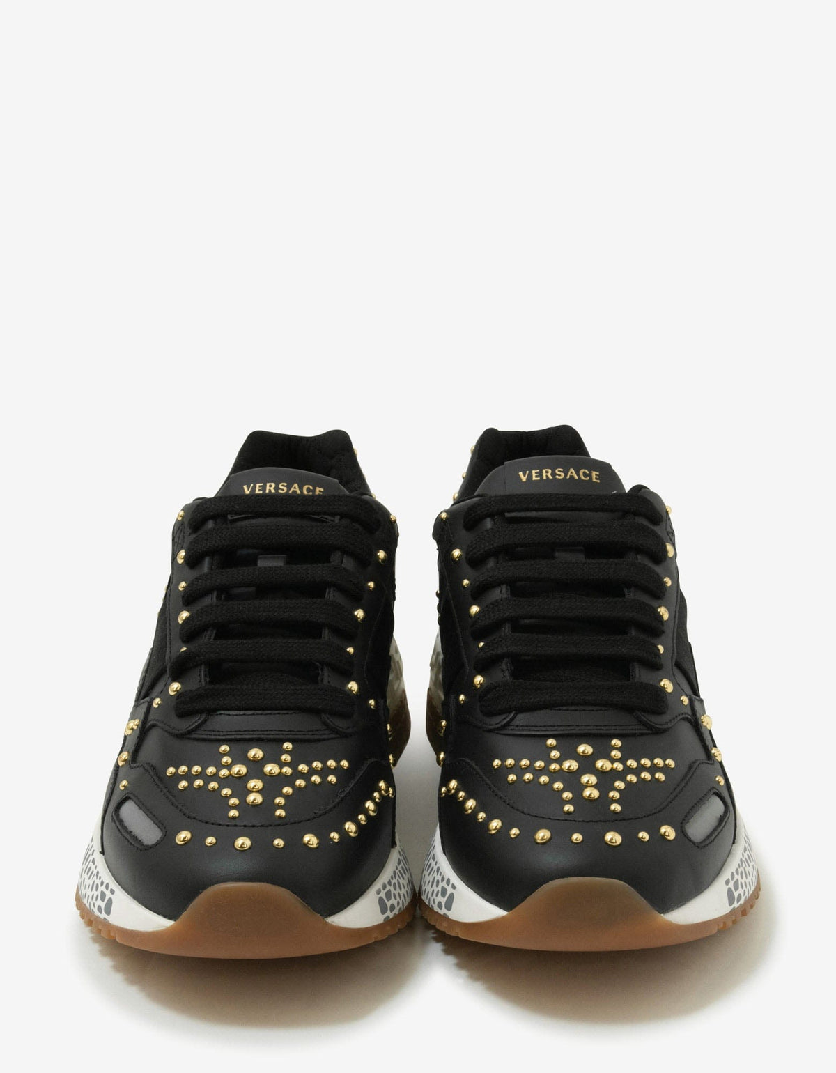 Versace Achilles Black Studded Trainers
