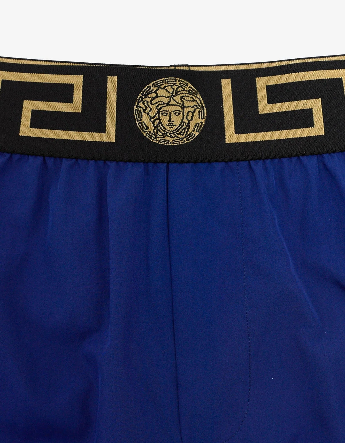 Versace Gym Blue Greek Pattern Long Swim Shorts