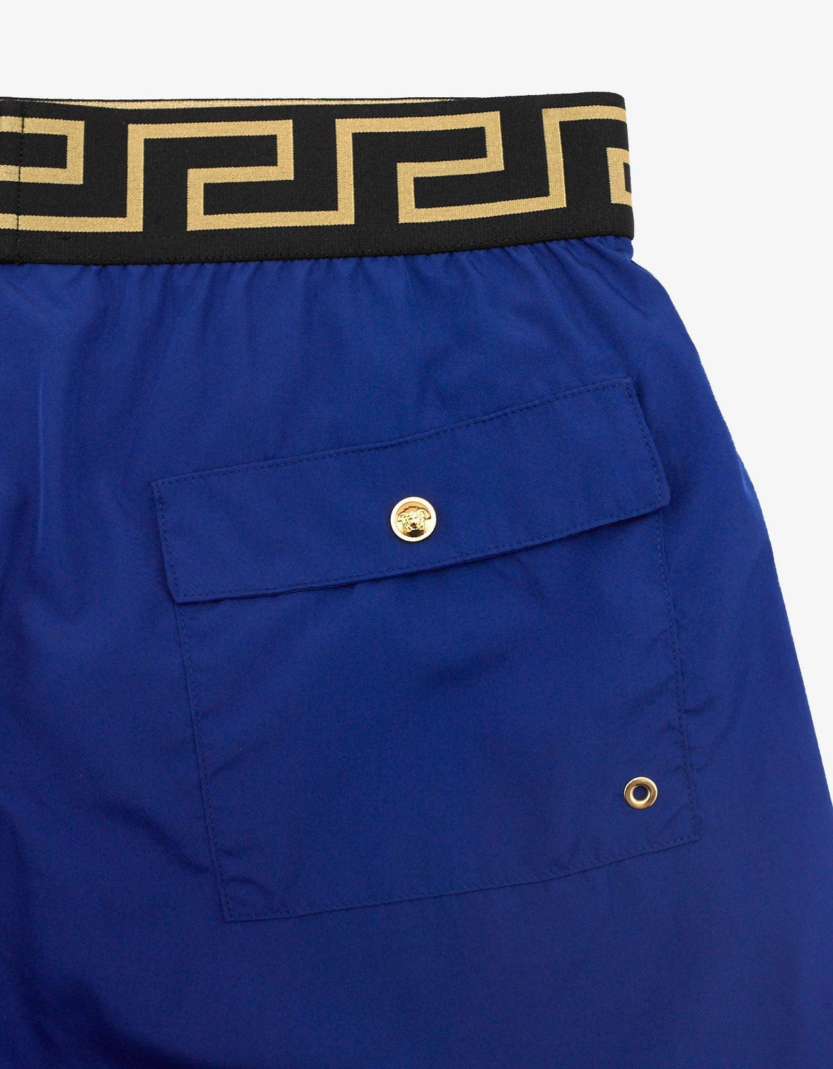 Versace Gym Blue Greek Pattern Long Swim Shorts
