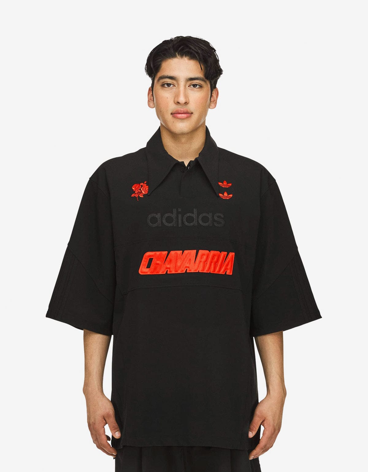 Willy Chavarria x Adidas Originals Black Logo Polo Shirt