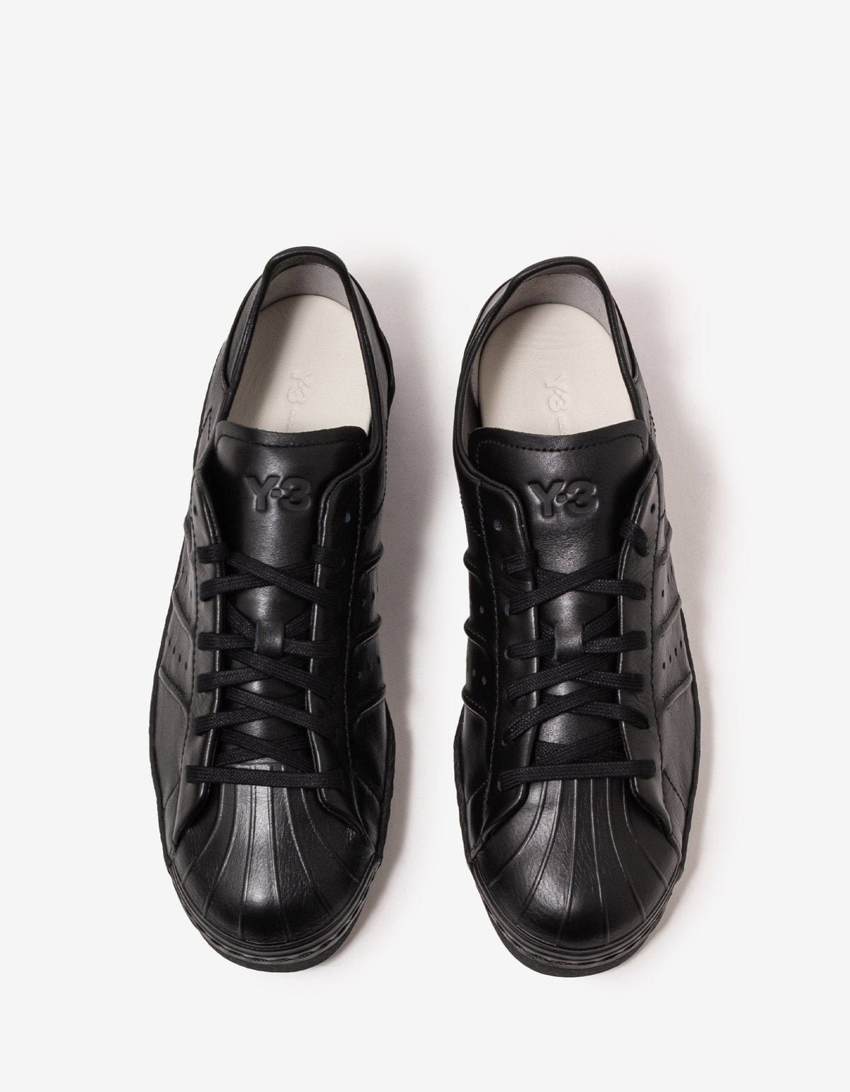 Y-3 Black Leather Superstar Trainers