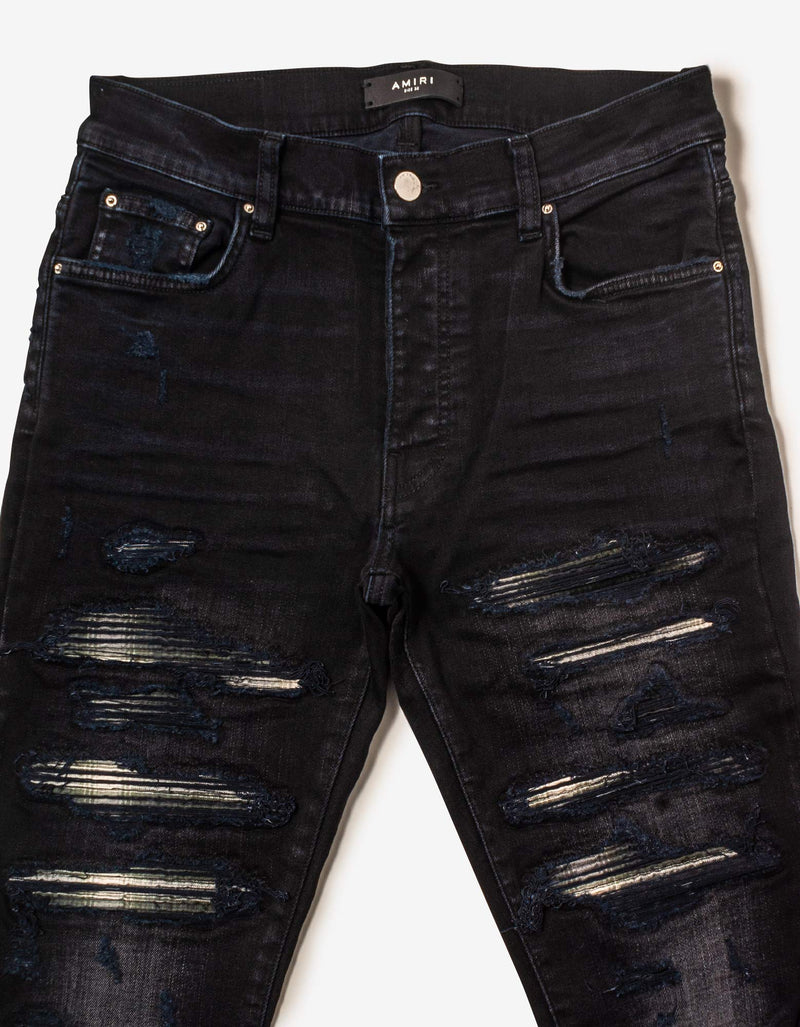 Amiri Plaid Thrasher Aged Black Jeans