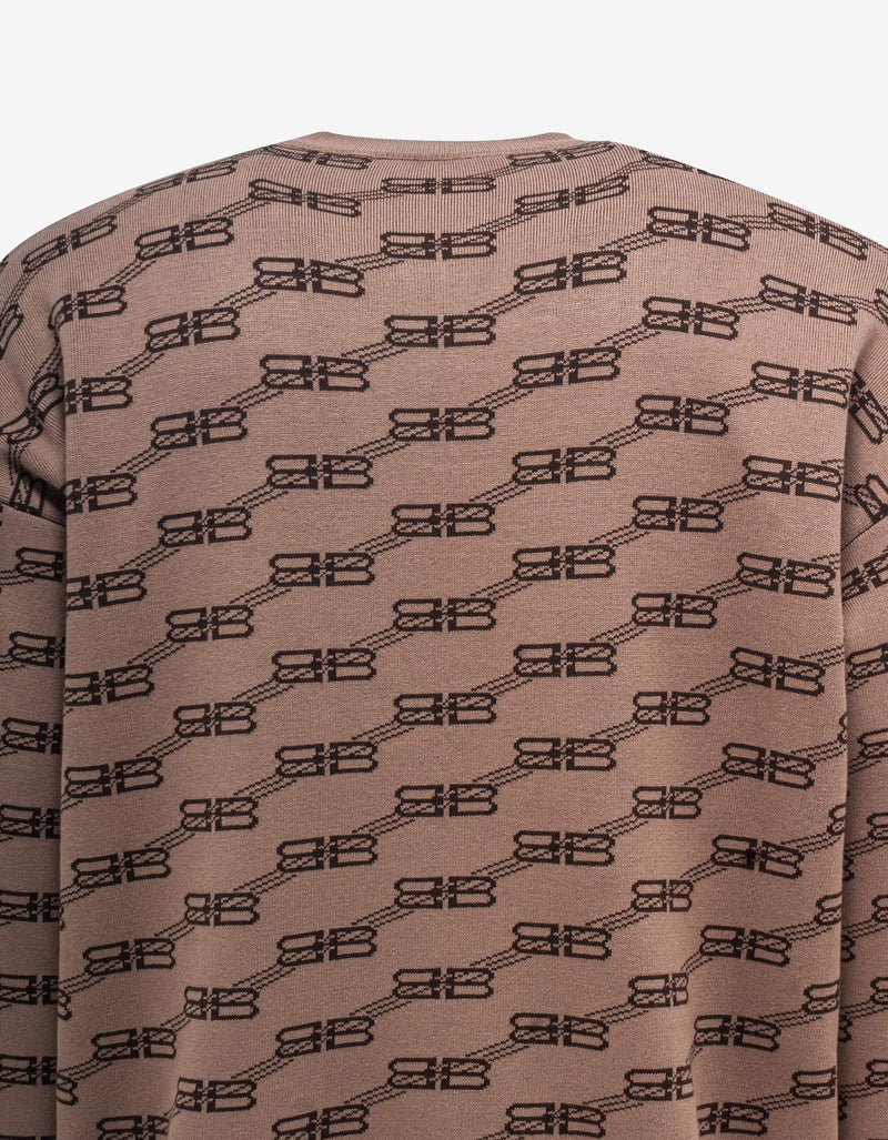 Balenciaga Beige All-Over BB Monogram Sweater