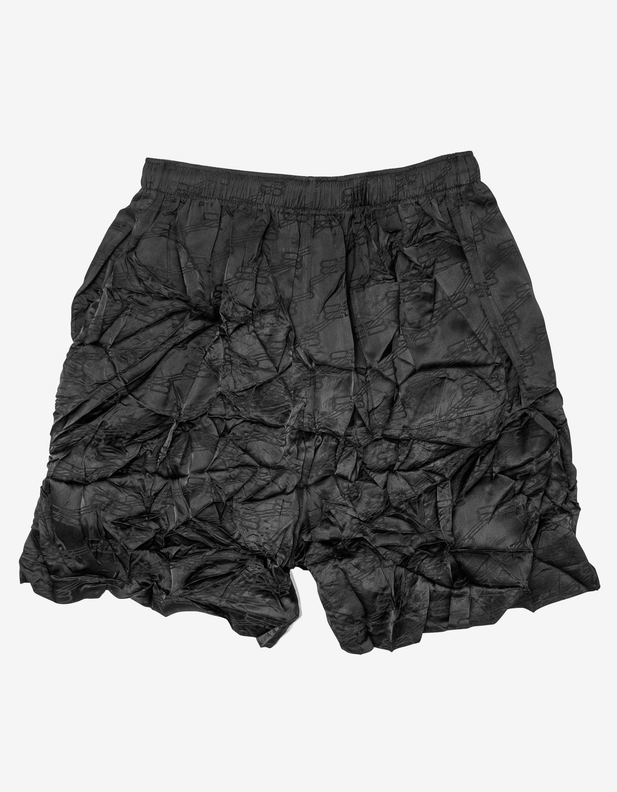 Balenciaga Black Crinkled Silk Pyjama Shorts