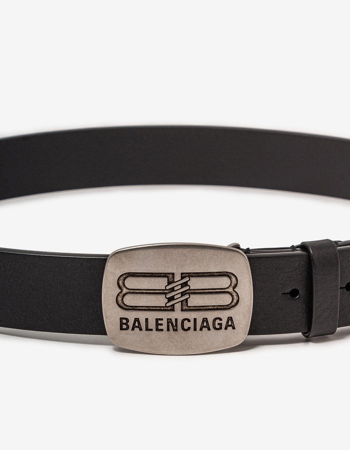 Balenciaga Black Rounded Logo Plaque Belt