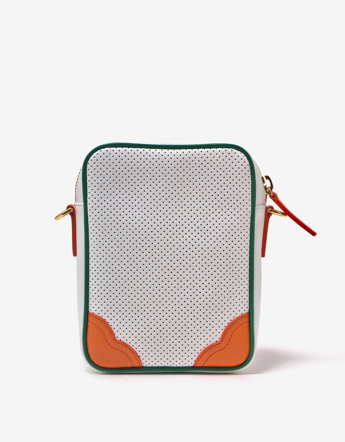 Casablanca White Perforated Leather Cross Body Bag