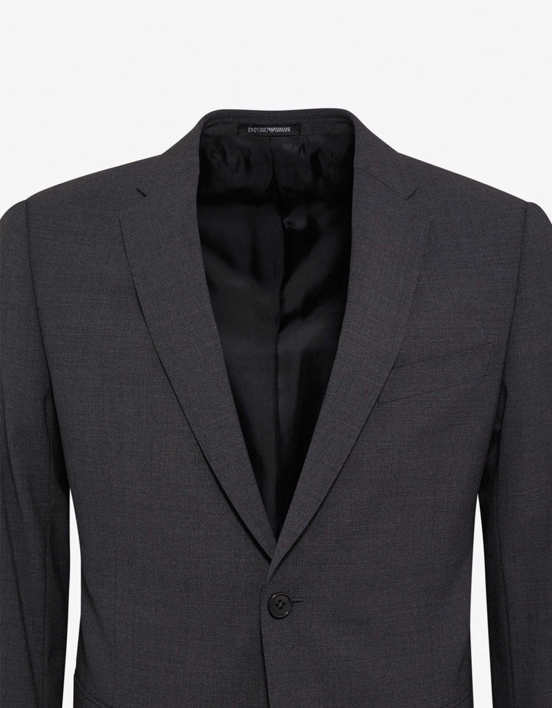 Emporio Armani Grey Wool-Blend Two-Button Suit