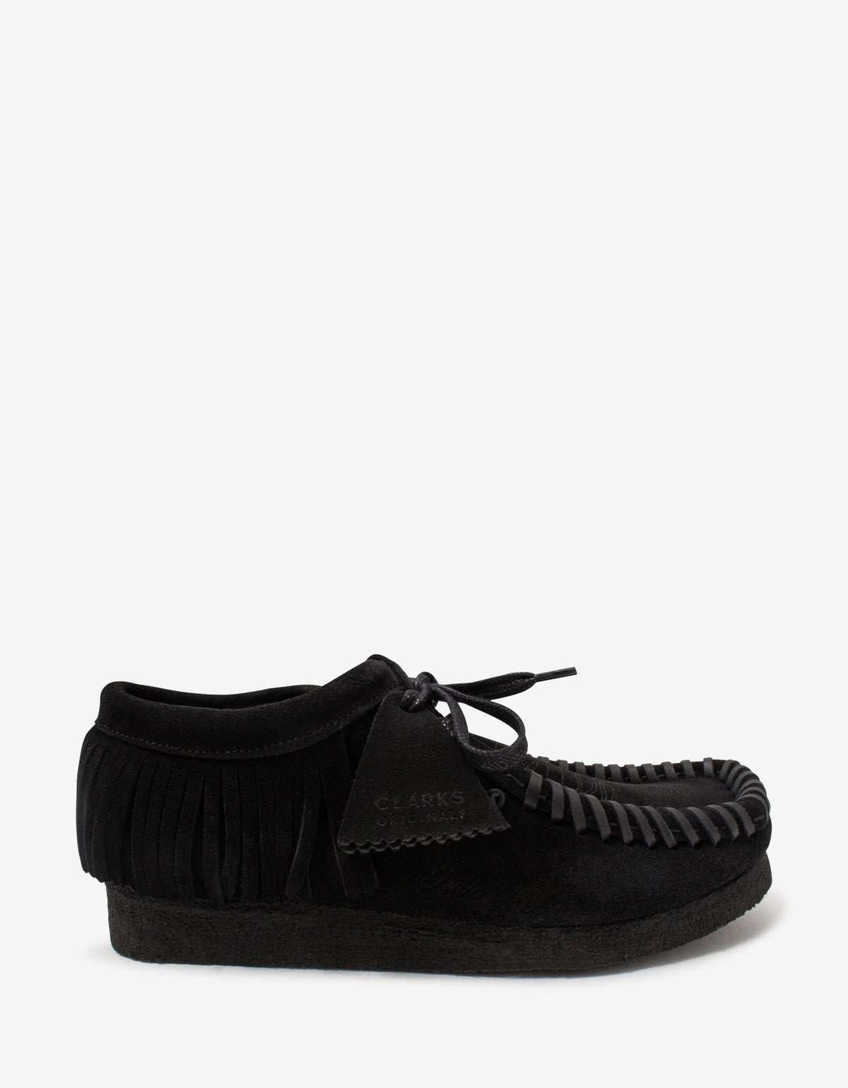 Palm Angels x Clarks Black Suede Fringed Wallabee Shoes
