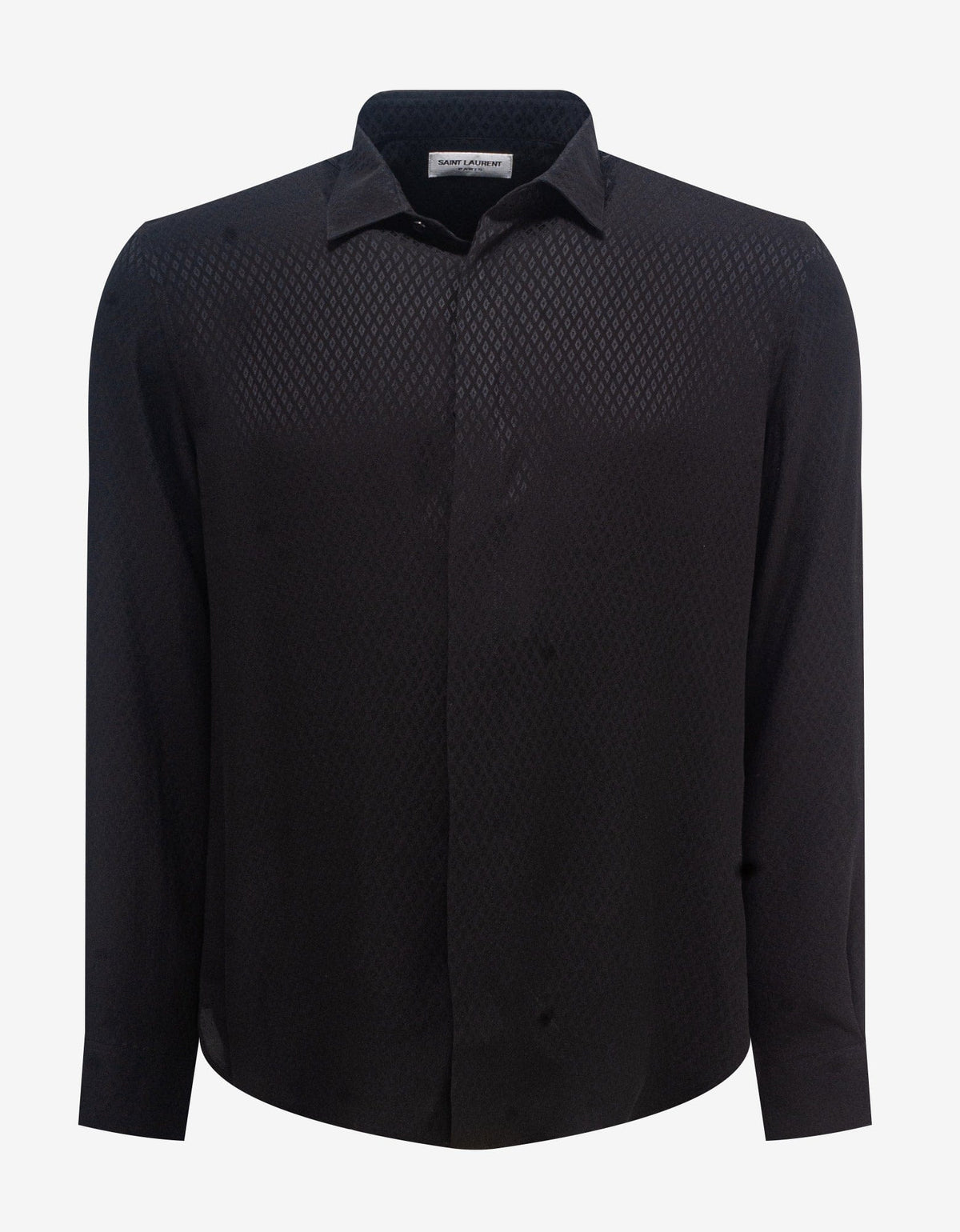 Saint Laurent Black Diamond Jacquard Silk Shirt