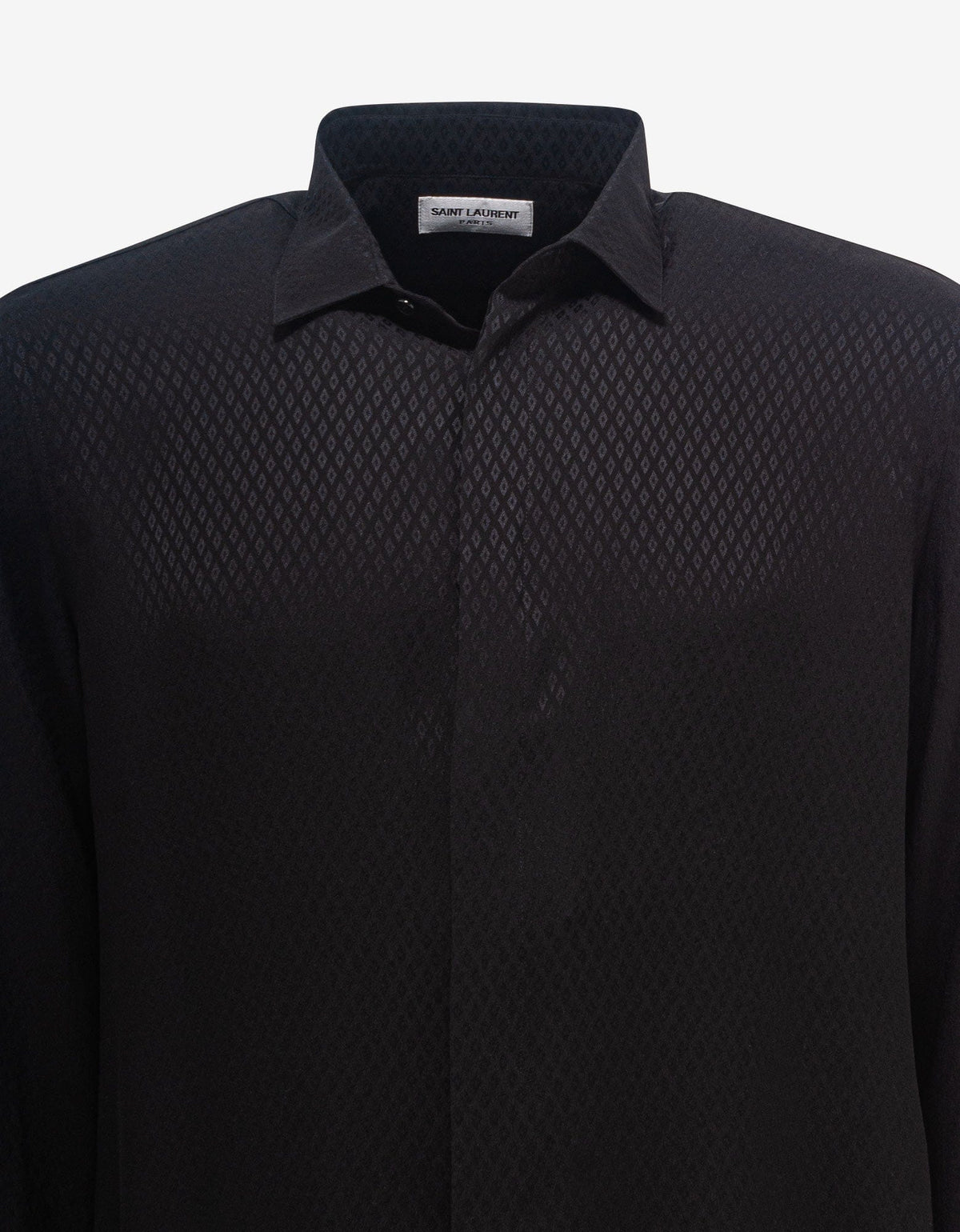 Saint Laurent Black Diamond Jacquard Silk Shirt