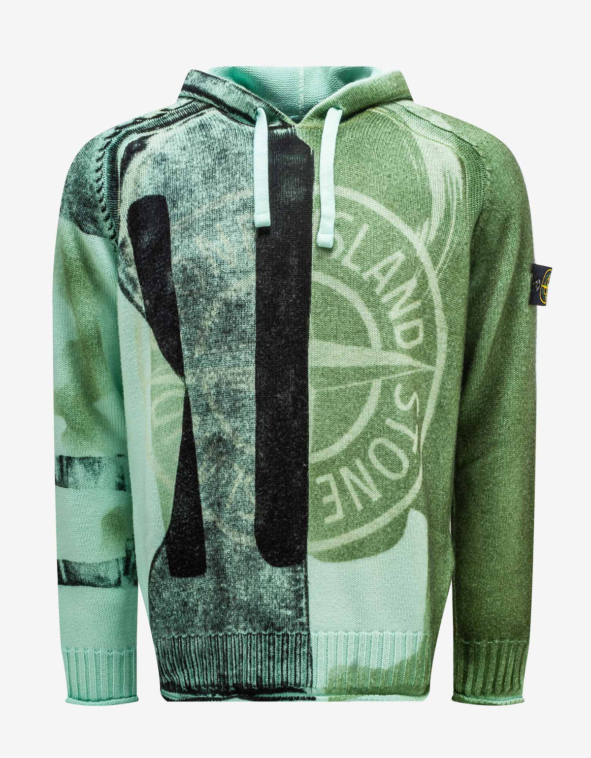 Stone Island Green Motion Saturation Logo Knitted Hoodie