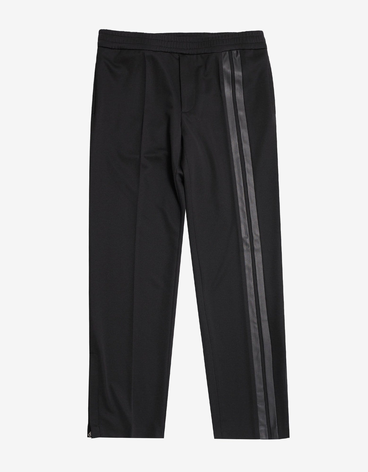 Valentino Black Trousers with Tonal Stripes