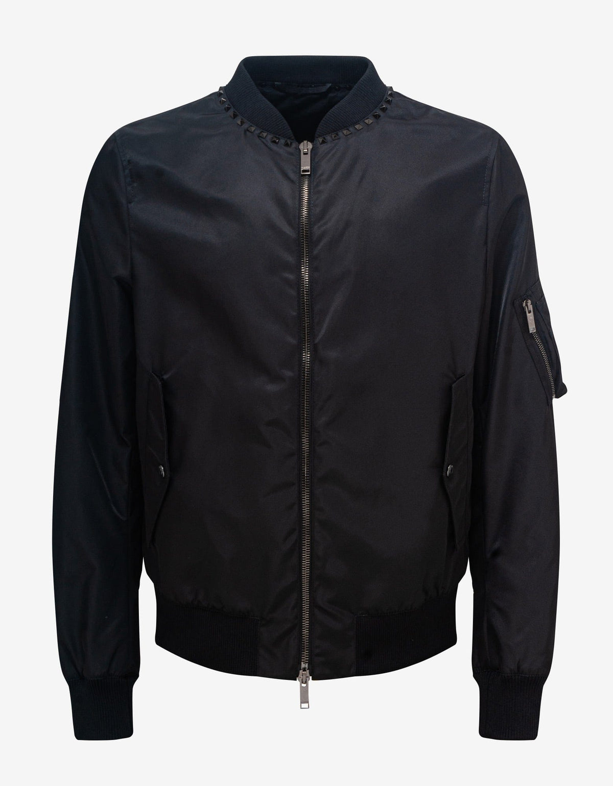 Valentino Black Untitled Stud Bomber Jacket