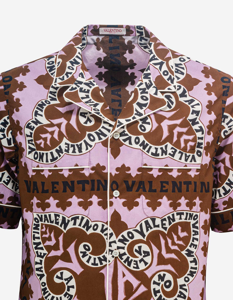 Valentino Brown Mini Bandana Camp Shirt