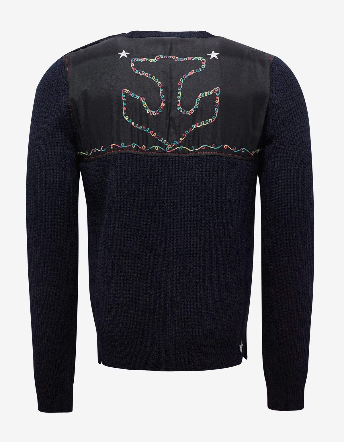 Valentino Navy Blue Marine Embroidered Wool Sweater