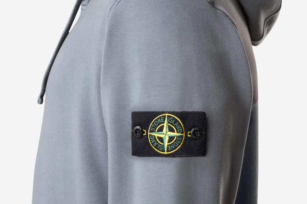 Stone Island Avio Blue Hoodie, Compass logo badge