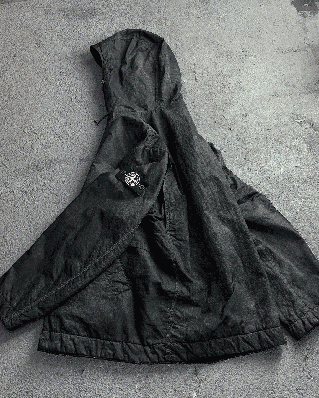 Stone Island Black Dense Nylon-TC Hand Spray Reflective Jacket