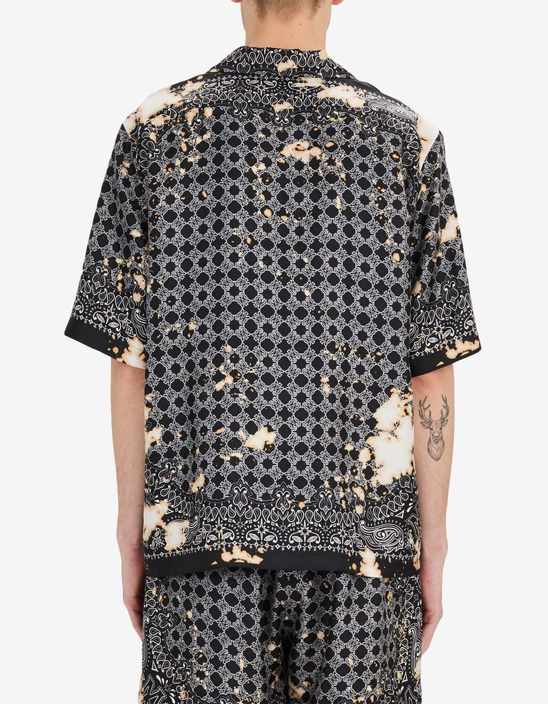 Amiri Black Bleach Bandana Bowling Shirt AMSTCA1159 001