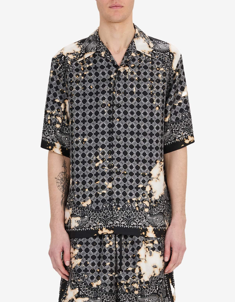 Amiri Black Bleach Bandana Bowling Shirt AMSTCA1159 001