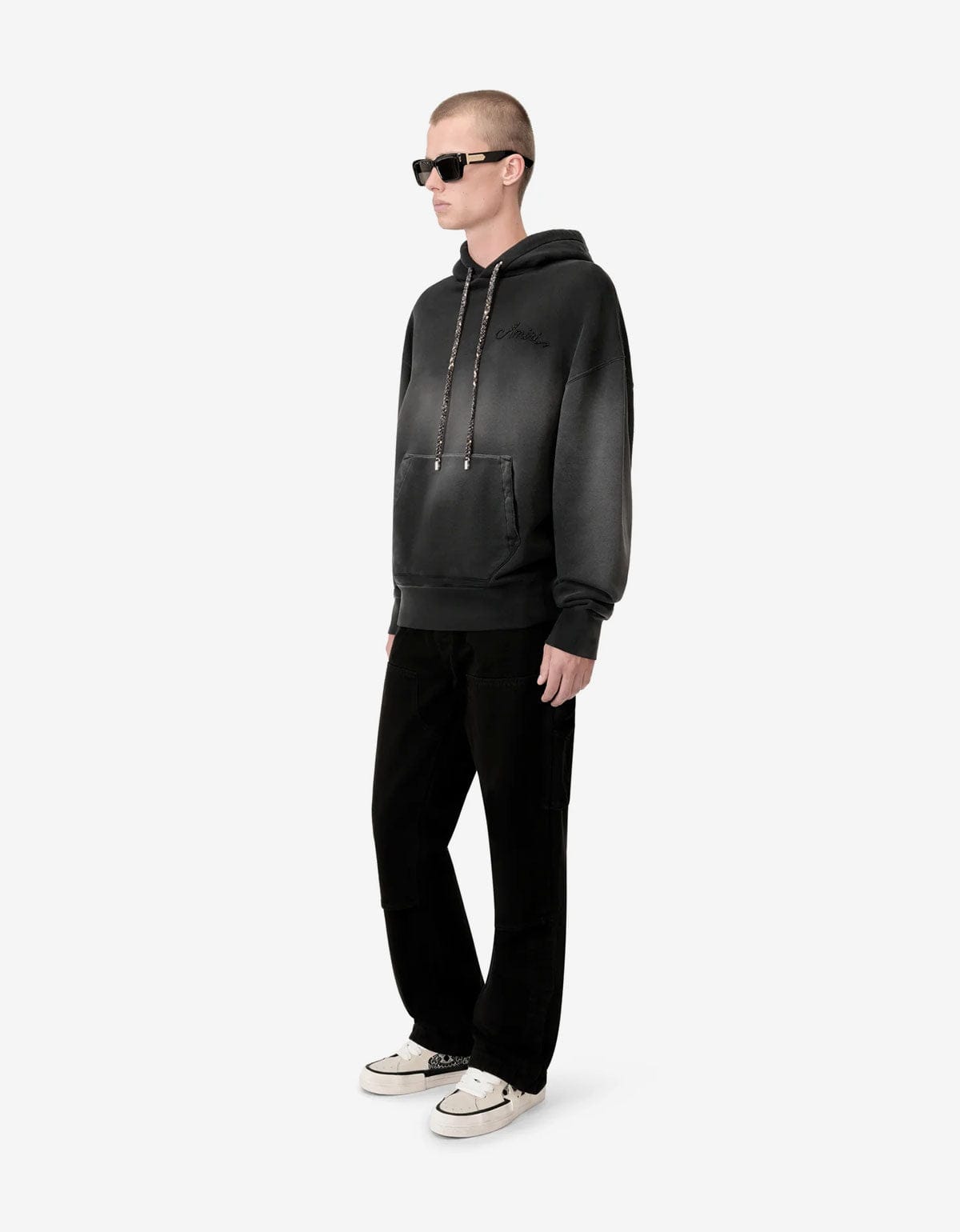 Amiri Black Bleach Bandana Oversized Hoodie | 100% Cotton | Zoo