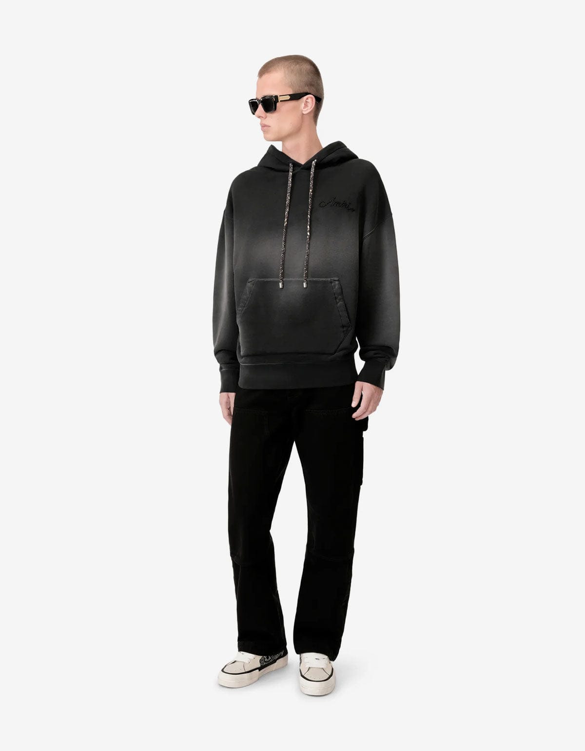 Amiri Black Bleach Bandana Oversized Hoodie | 100% Cotton | Zoo