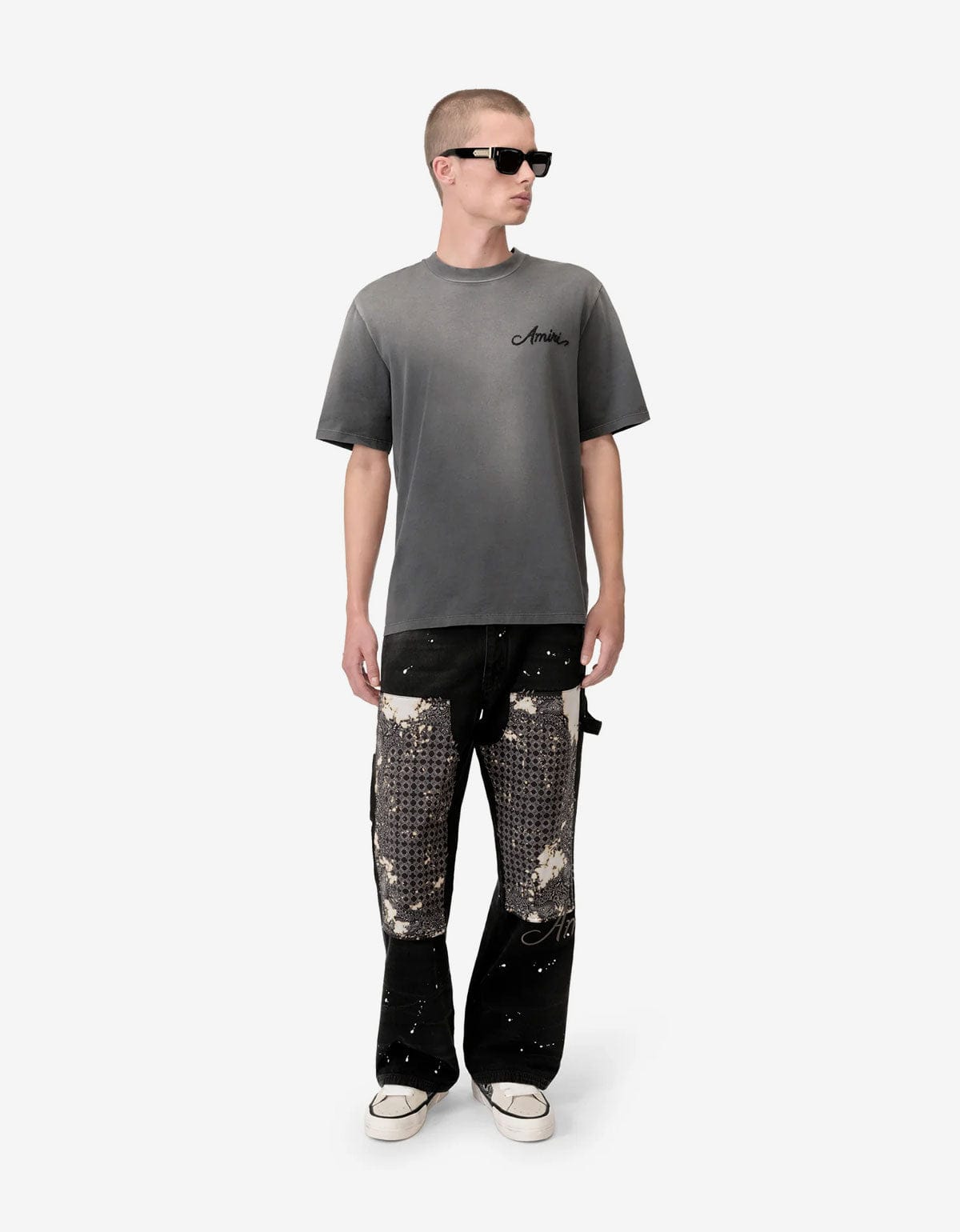 Amiri Black Bleach Bandana Patch T-Shirt AMJYTE1197 001