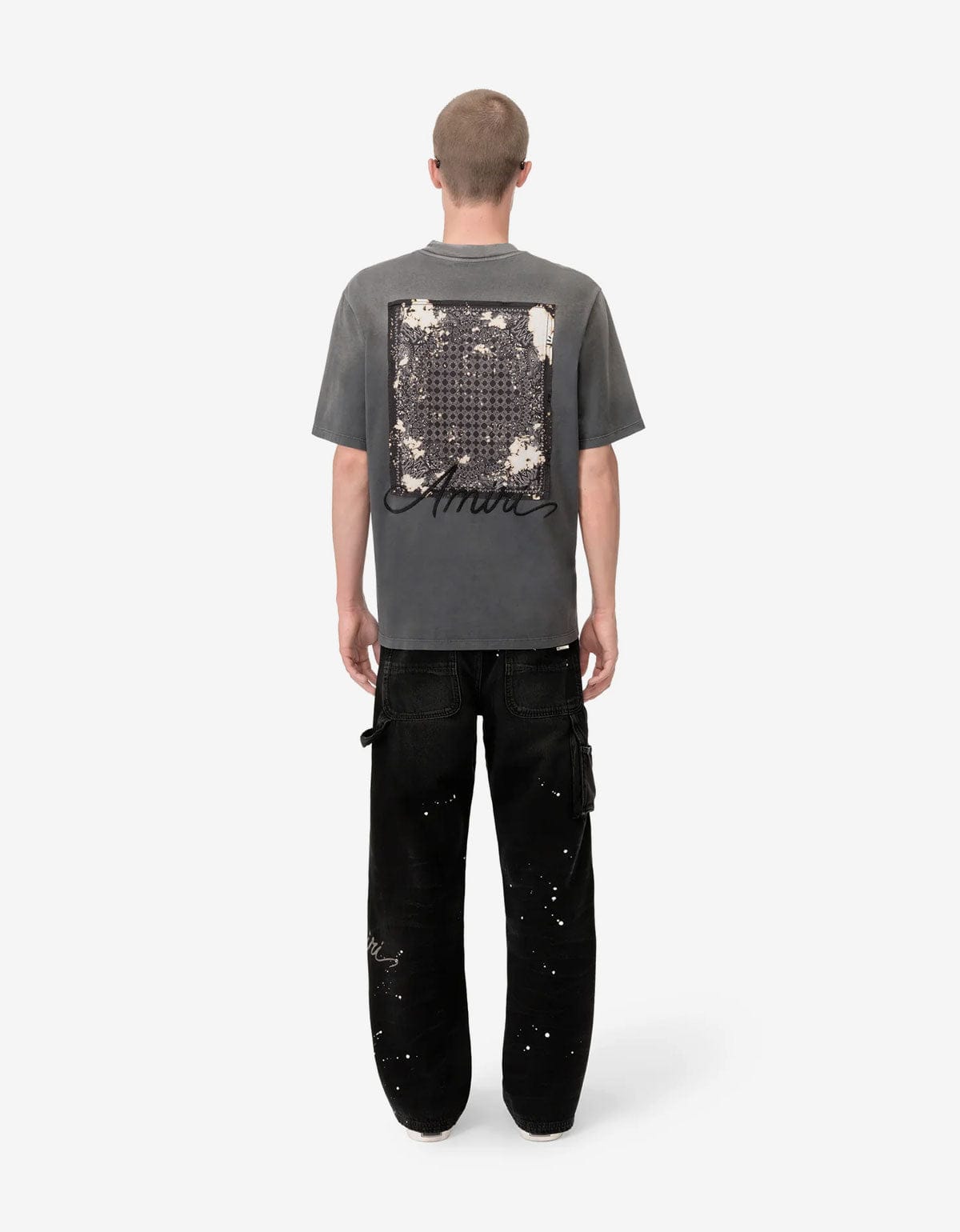 Amiri Black Bleach Bandana Patch T-Shirt AMJYTE1197 001