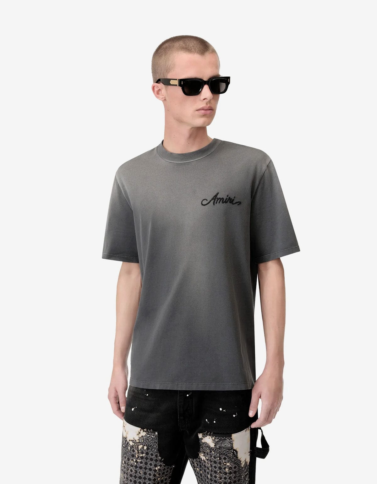 Amiri Black Bleach Bandana Patch T-Shirt AMJYTE1197 001