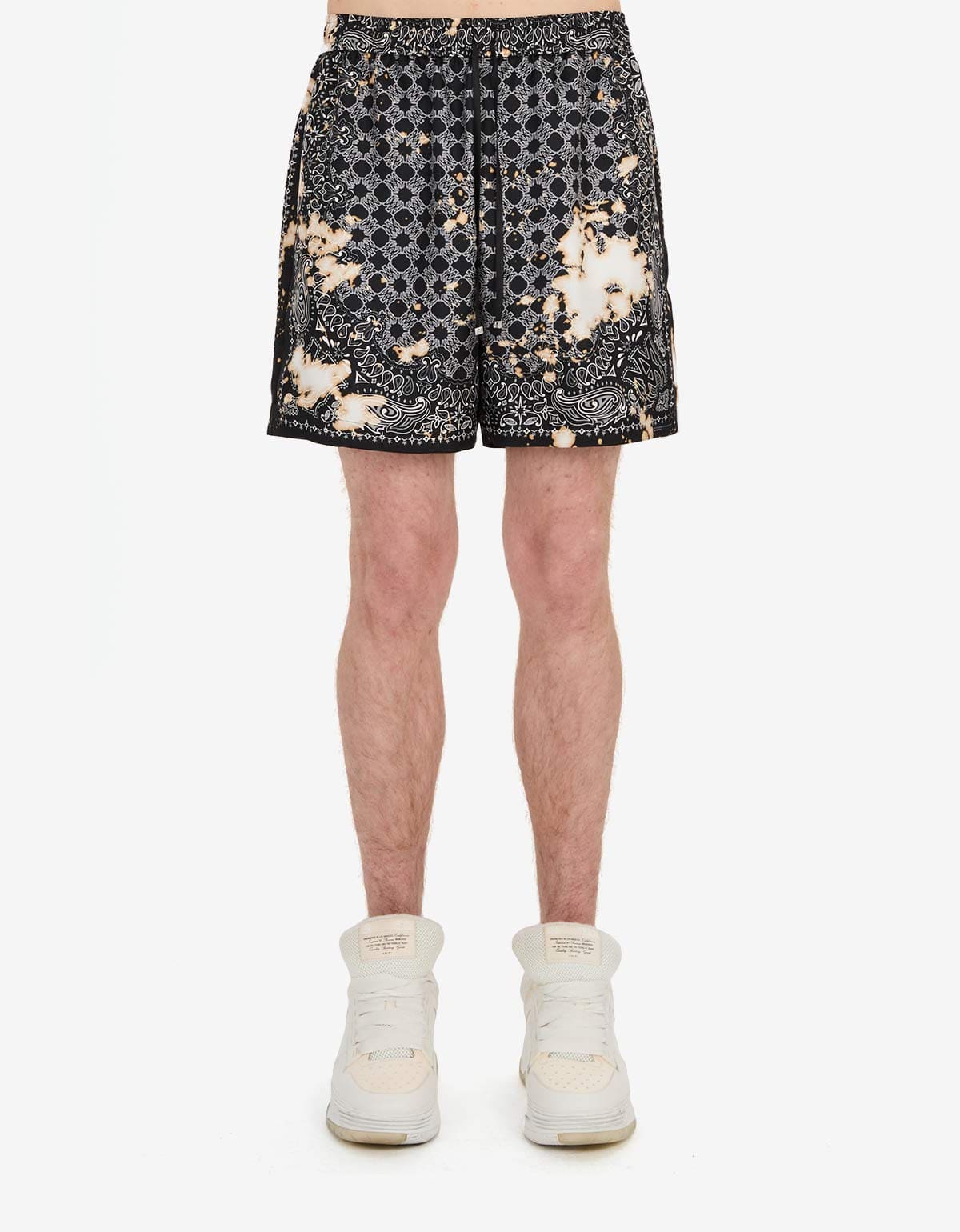 Amiri Black Bleach Bandana Silk Shorts AMSHCA1106 001