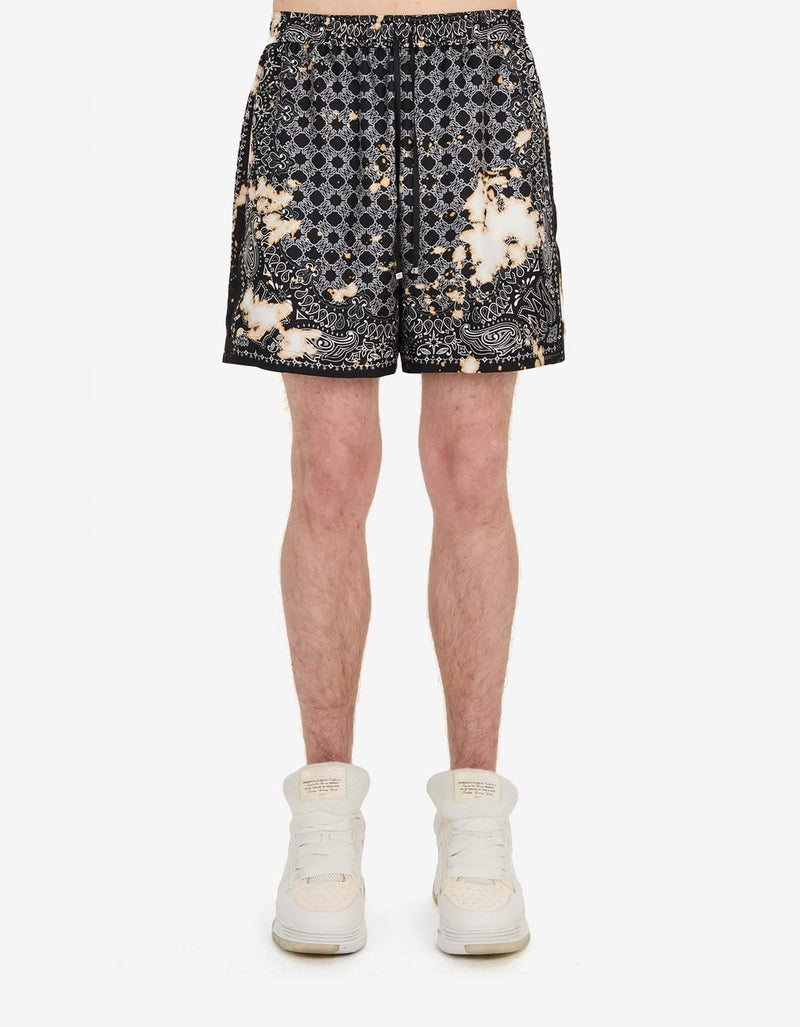 Amiri Black Bleach Bandana Silk Shorts AMSHCA1106 001