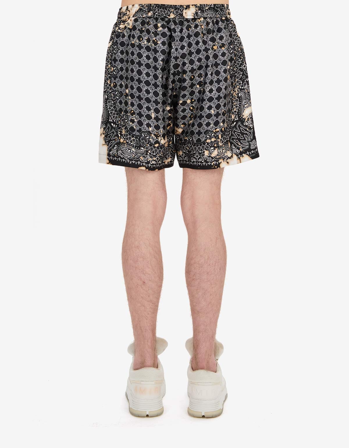 Amiri Black Bleach Bandana Silk Shorts AMSHCA1106 001