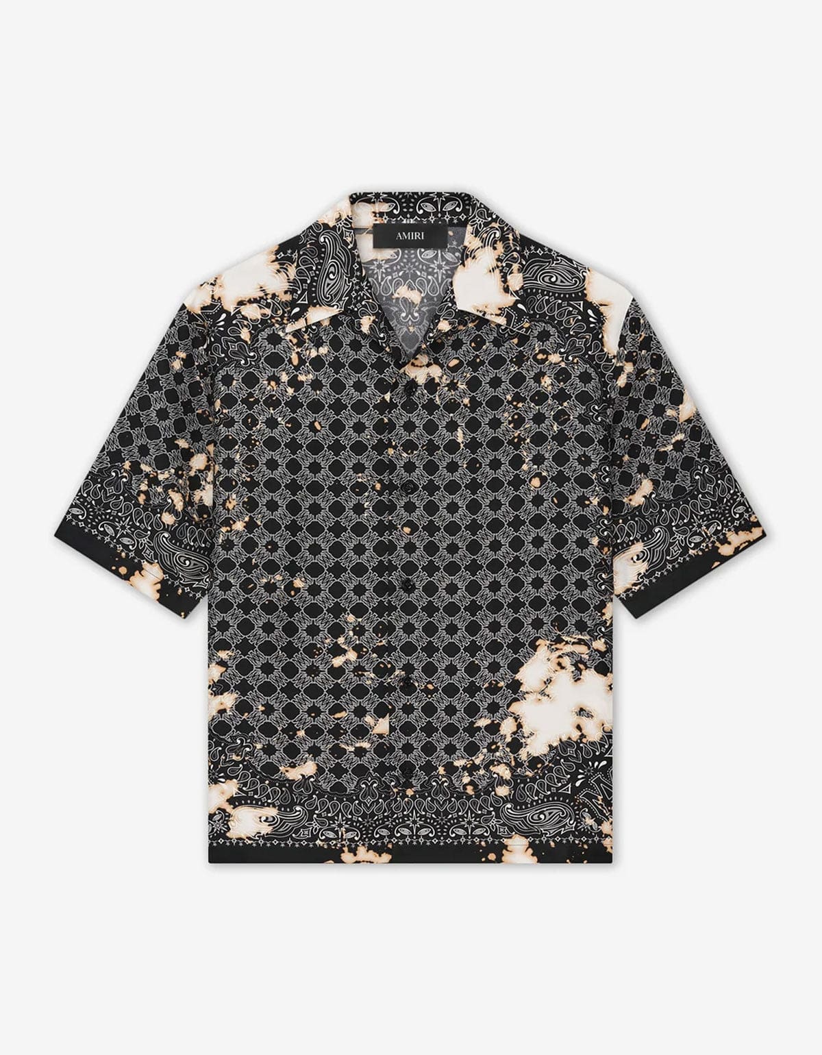 Amiri Black Bleach Bandana Bowling Shirt AMSTCA1159 001