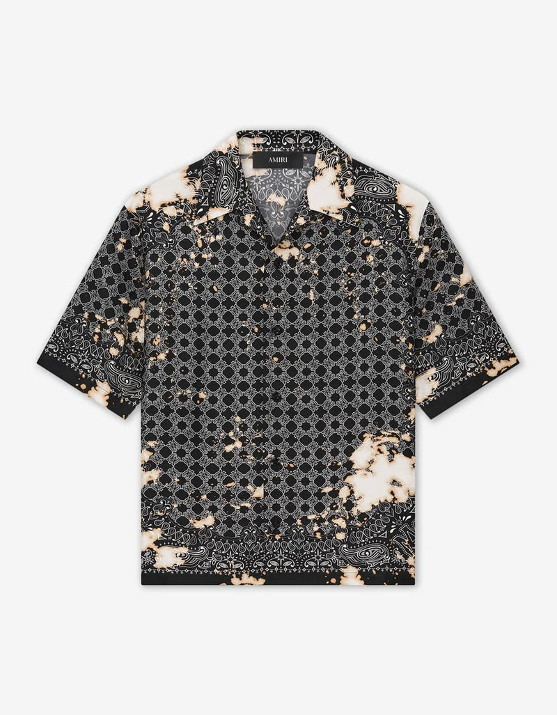 Amiri Black Bleach Bandana Bowling Shirt AMSTCA1159 001