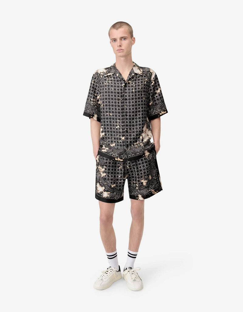 Amiri Black Bleach Bandana Bowling Shirt AMSTCA1159 001
