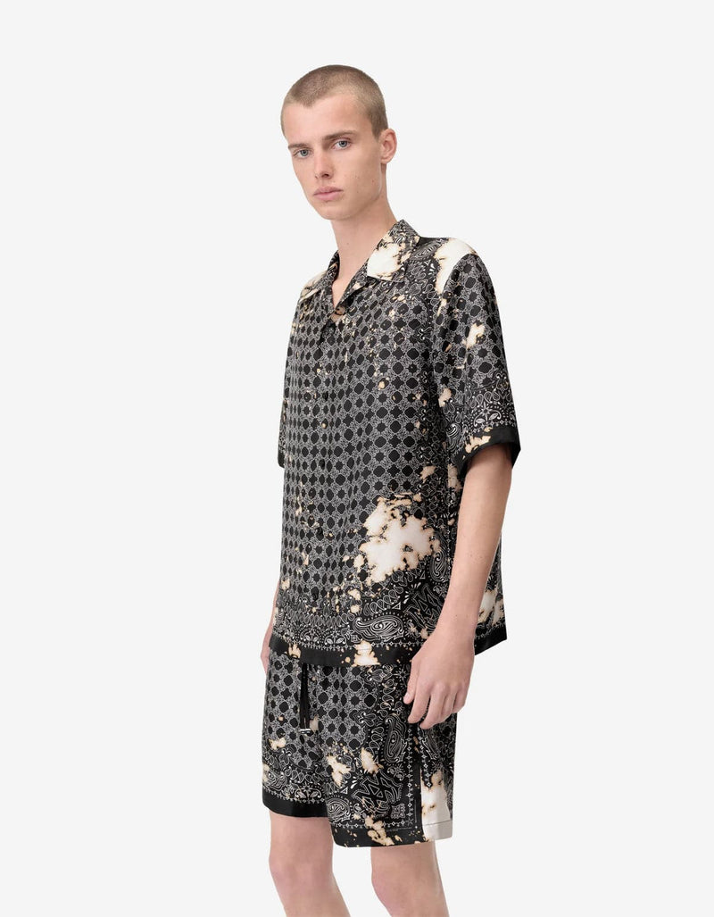 Amiri Black Bleach Bandana Bowling Shirt AMSTCA1159 001