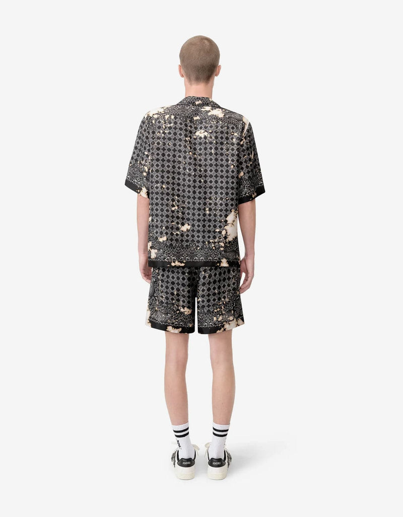 Amiri Black Bleach Bandana Bowling Shirt AMSTCA1159 001