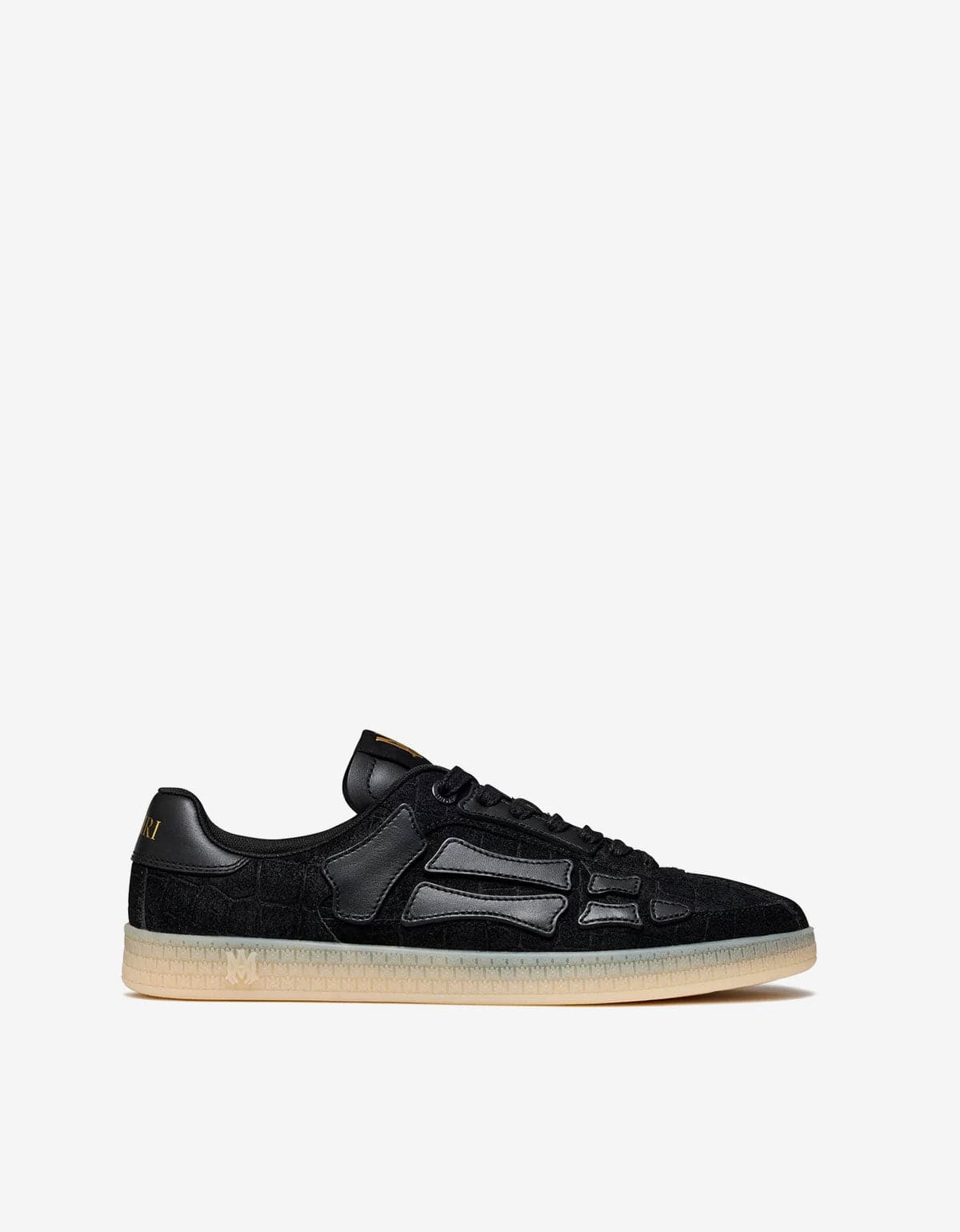 Amiri Black Croc Debossed Pacific Bones Trainers AMFOSR1177 001