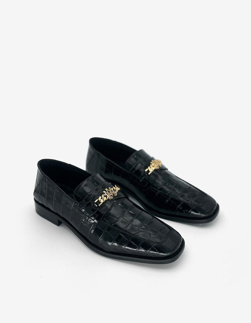 Amiri Black Croc MA Loafers AMFOLR1031 001