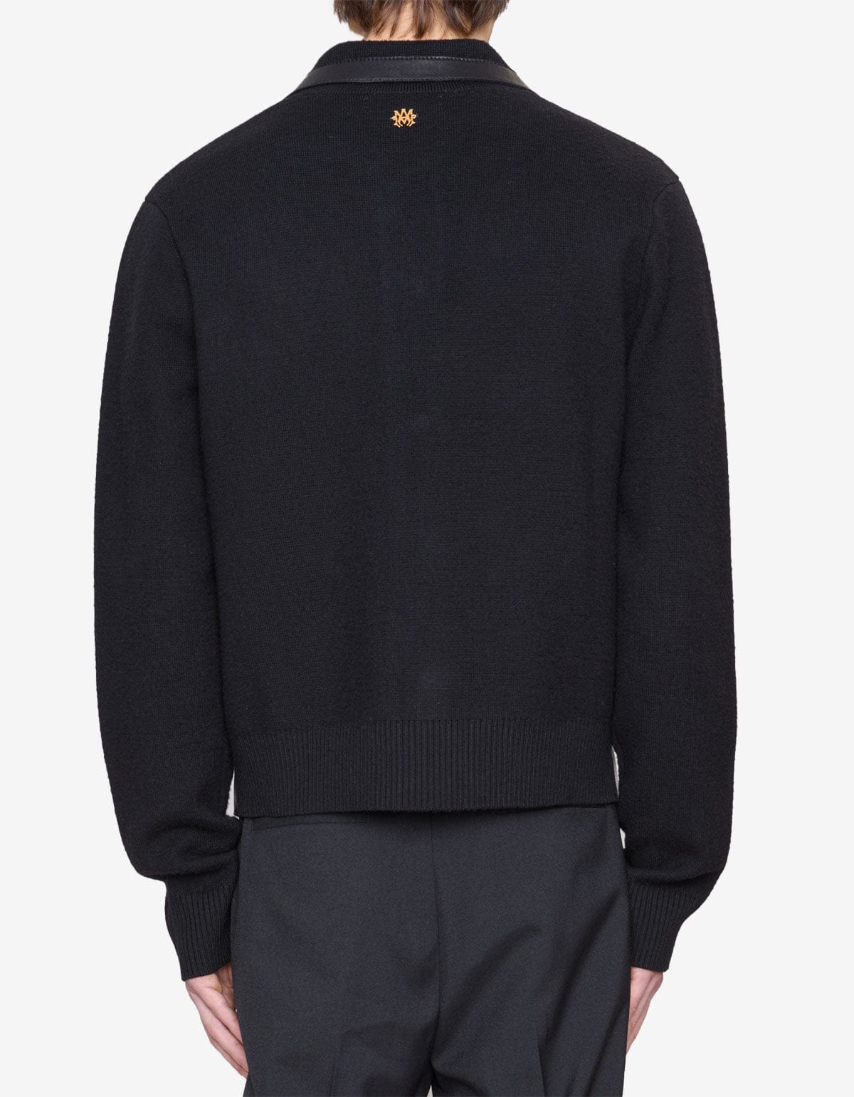 Amiri Black Leather Patch MA Cardigan AMKNCD1066 001