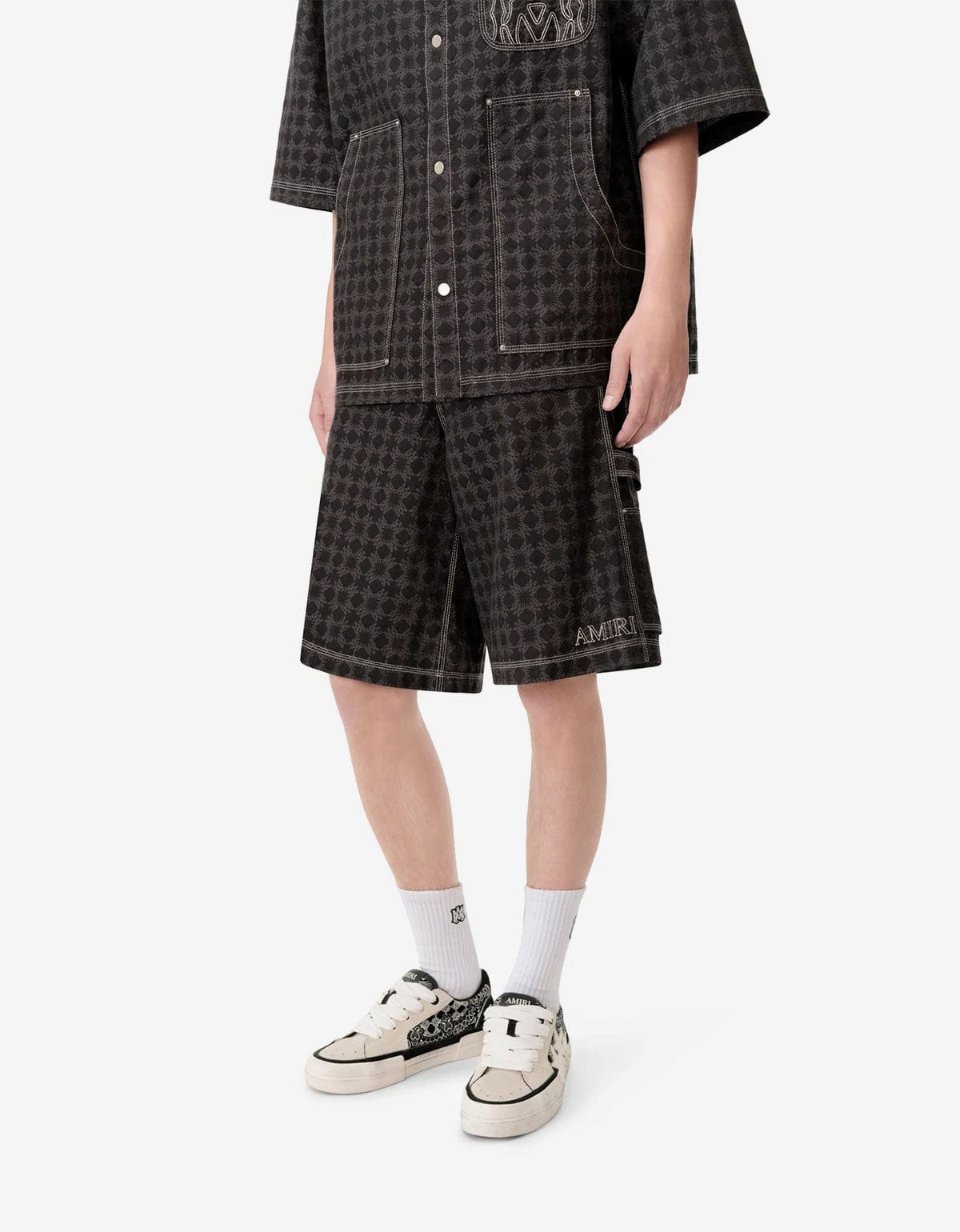 Amiri Black MA Quad Work Shorts | Cotton-Linen | Pre-Fall 2025