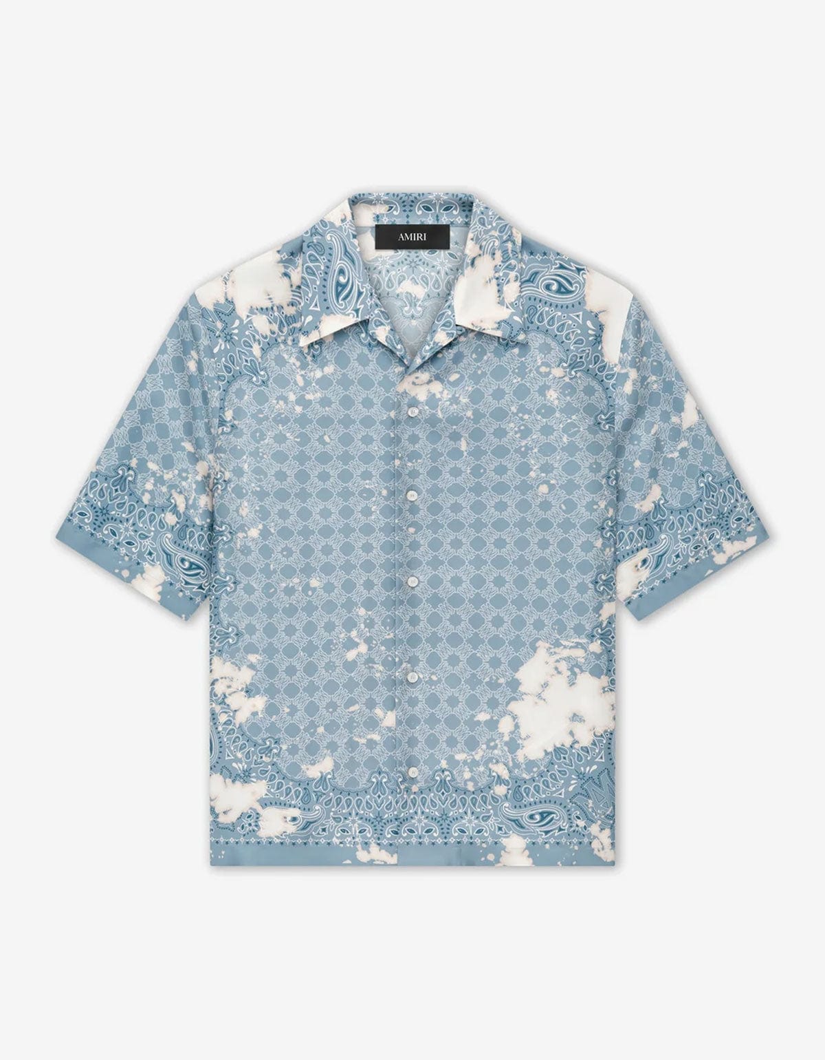 Amiri Blue Bleach Bandana Bowling Shirt AMSTCA1159 856 
