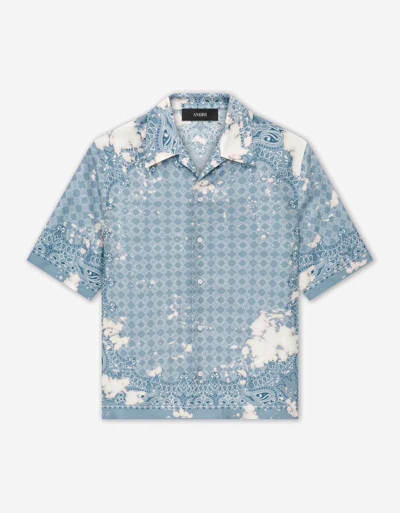 Amiri Blue Bleach Bandana Bowling Shirt AMSTCA1159 856 